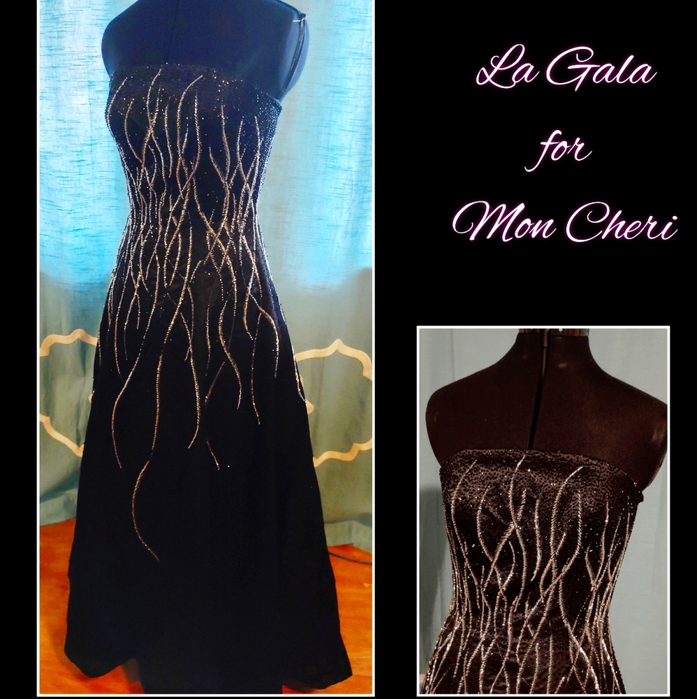 Mon Cheri strapless evening hown